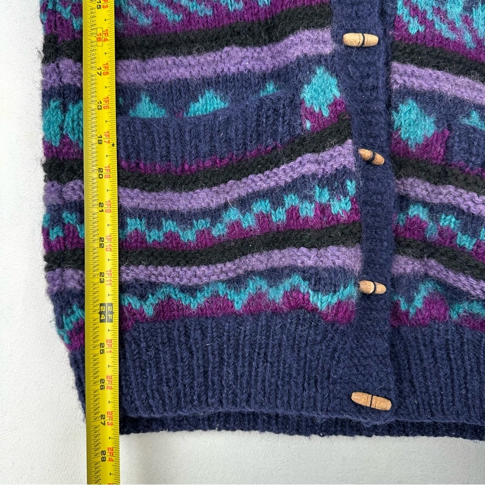 Lost Horizons Wool Button Down Cardigan Sweater Fair Isle Handmade Nepal - Picture 7 of 8